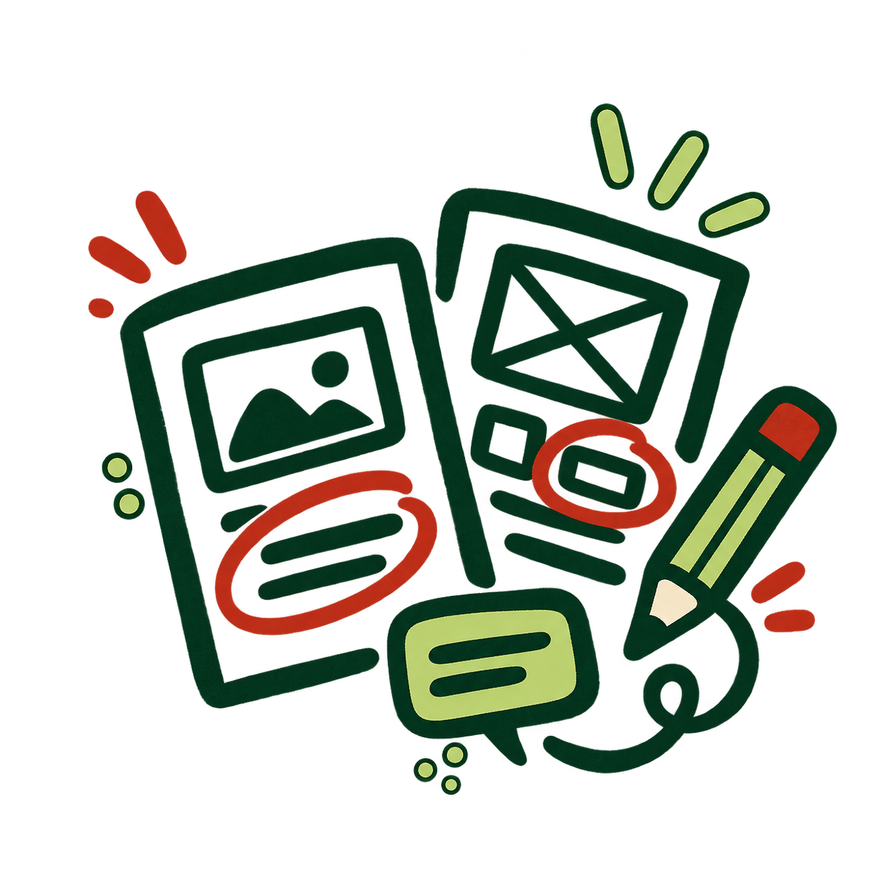 A design with comments, circles, and pencil markups