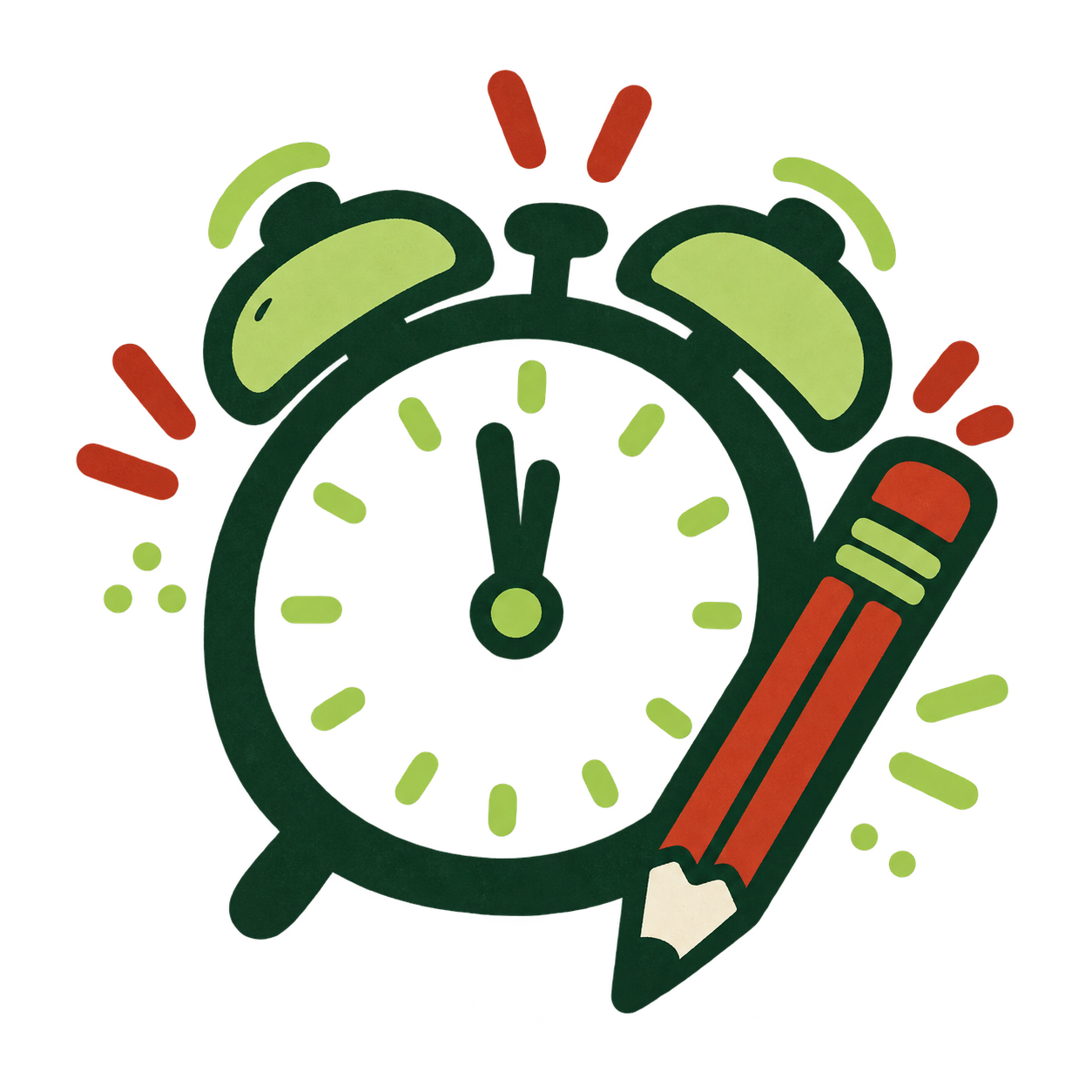 Alarm clock and pencil representing Design being involved too late